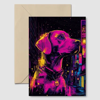 Labrador Dog Neon Cyberpunk City Night