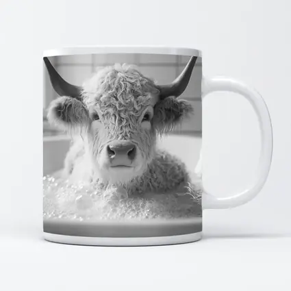 Highland Cow Relaxing In Bubble Bath