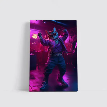Cool Cat Dancing in Neon Night Club