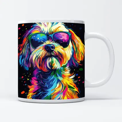 Colorful Shih Tzu Dog Wearing Sunglasses Pop Art