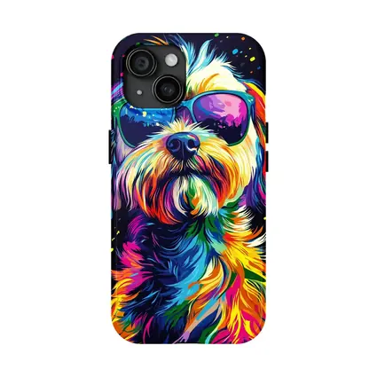 Colorful Shih Tzu Dog Wearing Sunglasses Pop Art