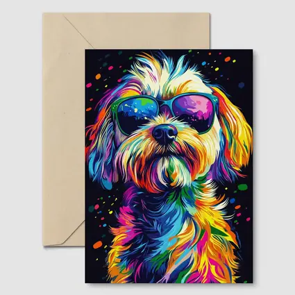 Colorful Shih Tzu Dog Wearing Sunglasses Pop Art