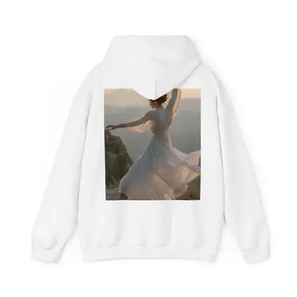 Woman Dancing White Dress Mountain Sunset