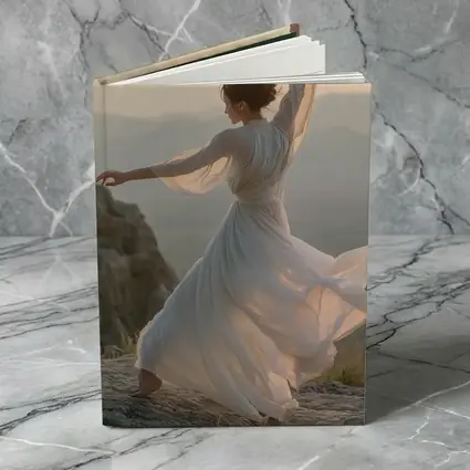 Woman Dancing White Dress Mountain Sunset