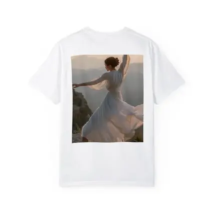 Woman Dancing White Dress Mountain Sunset