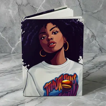 Cartoon Black Woman Curly Hair Streetwear Style