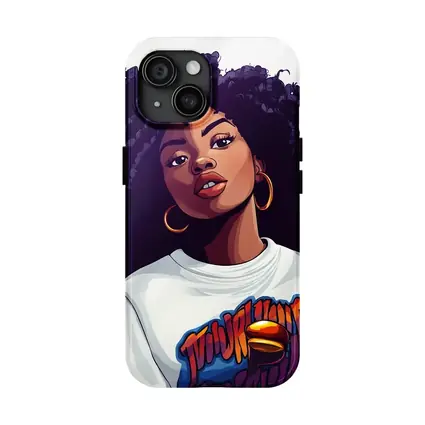 Cartoon Black Woman Curly Hair Streetwear Style