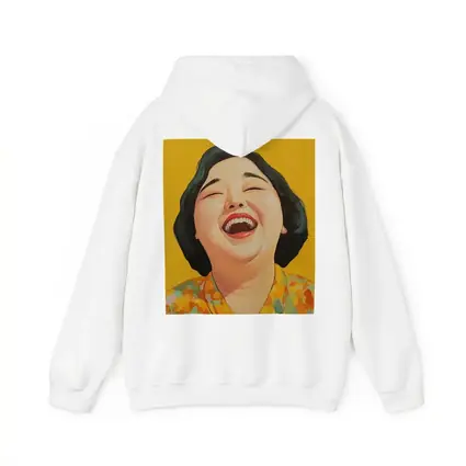 Laughing Woman Portrait Yellow Background Pop Art