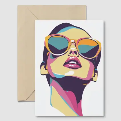 Pop Art Woman With Sunglasses White Background
