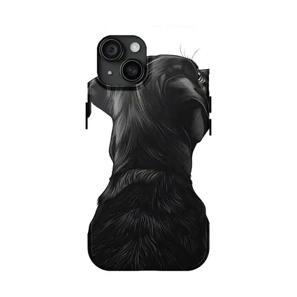 Black Labrador Dog Looking Up White Background