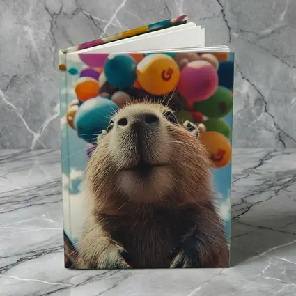 Capybara With Colorful Balloons Blue Sky