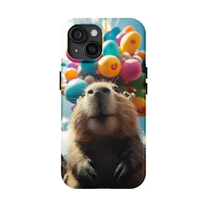 Capybara With Colorful Balloons Blue Sky