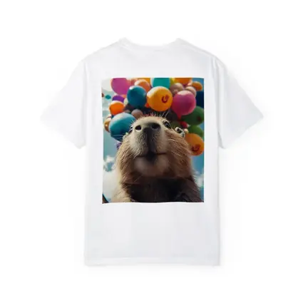 Capybara With Colorful Balloons Blue Sky