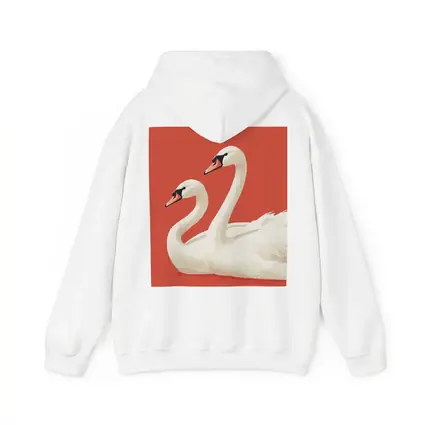 Two White Swans On Red Background
