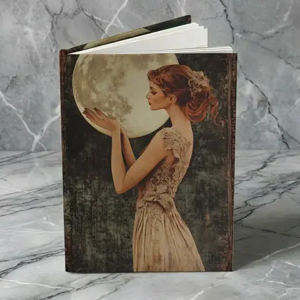 Art Nouveau Woman Holding Full Moon