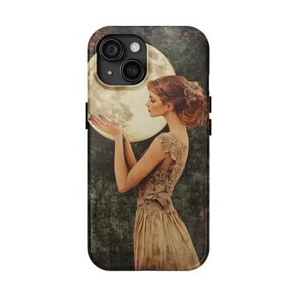 Art Nouveau Woman Holding Full Moon