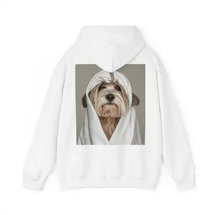 Fluffy Dog Wrapped In White Towel