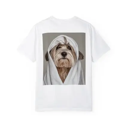 Fluffy Dog Wrapped In White Towel