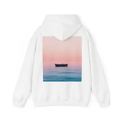 Lone Boat Drifting Pink Pastel Ocean Sunset