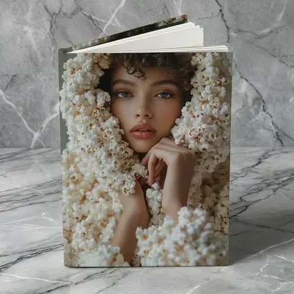 Woman Wrapped in Popcorn Hood Portrait