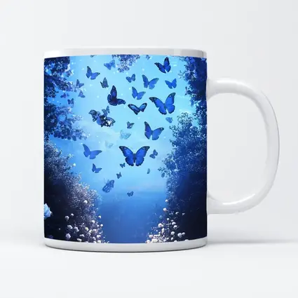 Blue Butterflies Glowing Enchanted Forest Path