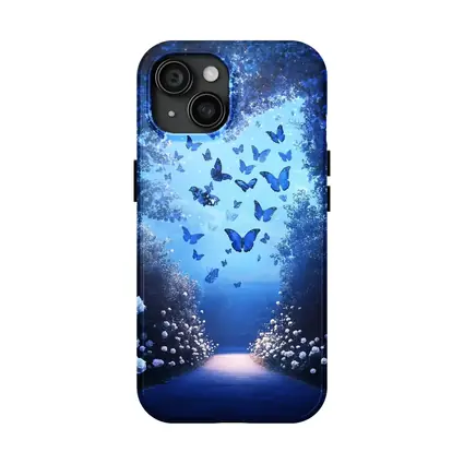 Blue Butterflies Glowing Enchanted Forest Path
