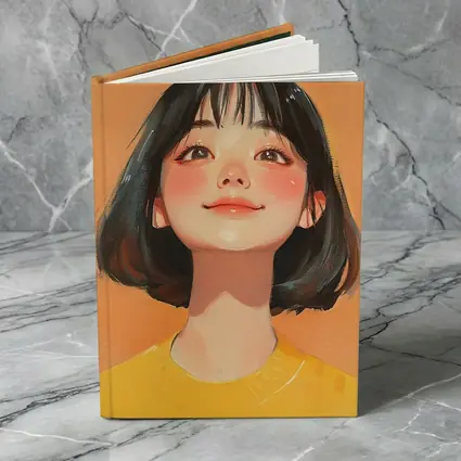 Anime Girl Portrait Orange Background Digital Art