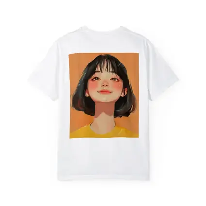 Anime Girl Portrait Orange Background Digital Art