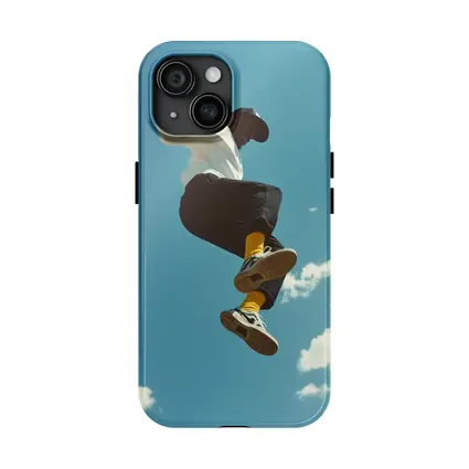 Man Jumping High Against Blue Sky