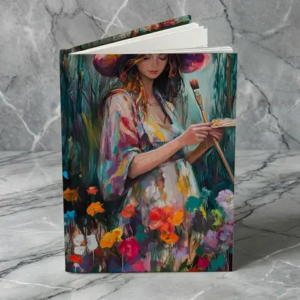 Painter Woman In Floral Garden Oil Art