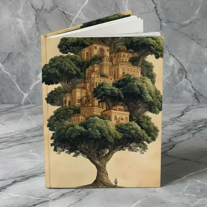Ancient Tree City Fantasy Illustration Beige
