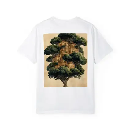 Ancient Tree City Fantasy Illustration Beige