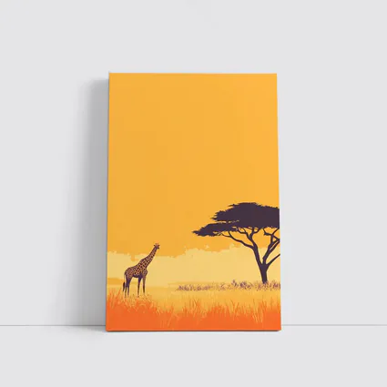 Giraffe Silhouette African Savanna Acacia Tree