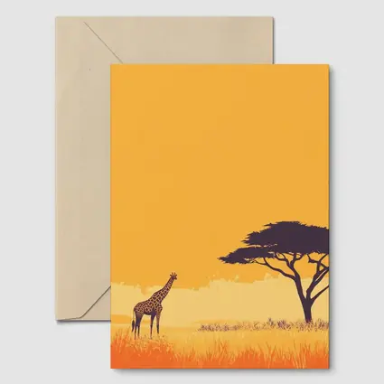 Giraffe Silhouette African Savanna Acacia Tree