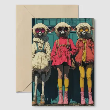Three Fashion Sheep Sunglasses Urban Street Art