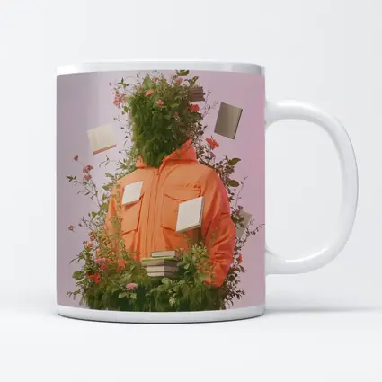 Orange Jacket Figure Surrounded By Blooming Flowers