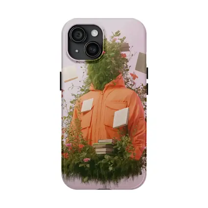 Orange Jacket Figure Surrounded By Blooming Flowers