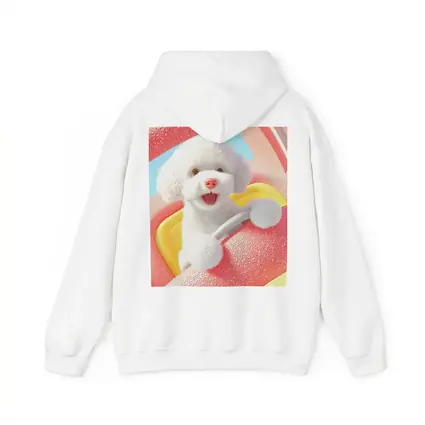 Happy White Poodle Riding Pink Toy Car