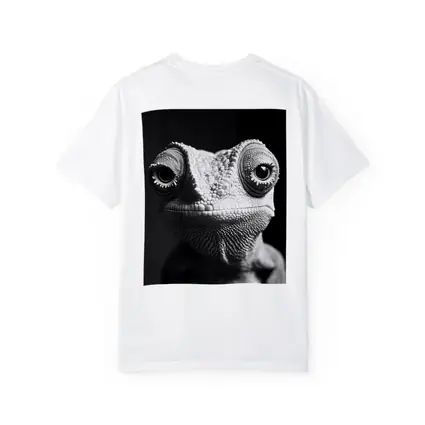Chameleon Close Up Black White Portrait