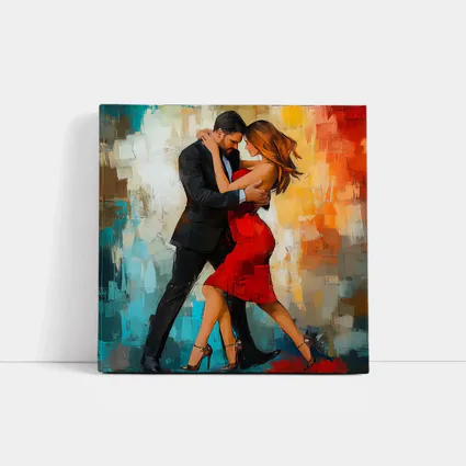 Tango Couple Dancing Abstract Colorful Background