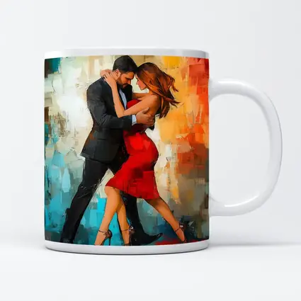 Tango Couple Dancing Abstract Colorful Background
