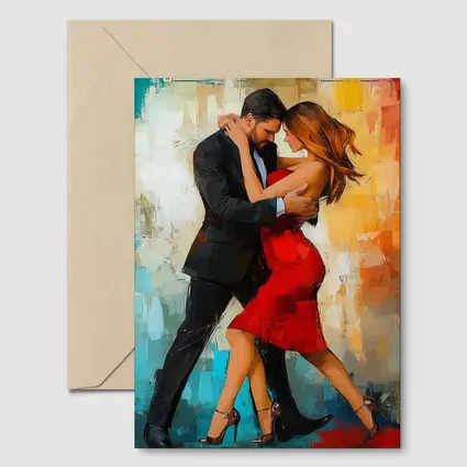 Tango Couple Dancing Abstract Colorful Background