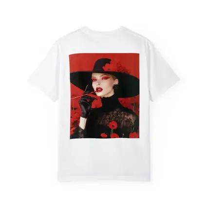 Fashion Woman Black Hat Red Poppies