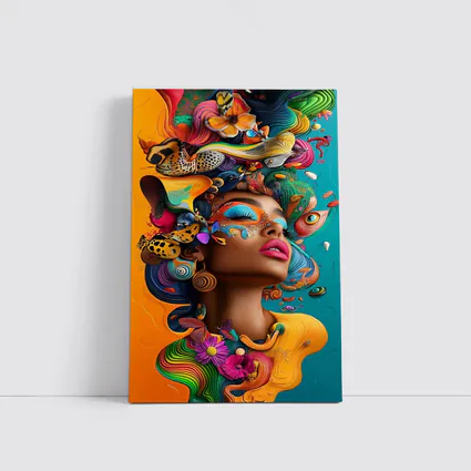 Surreal Woman Portrait With Colorful Psychedelic Elements