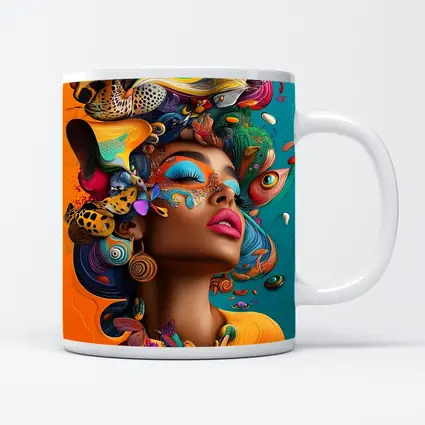 Surreal Woman Portrait With Colorful Psychedelic Elements
