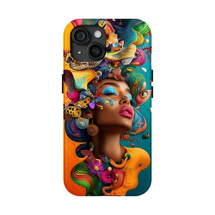 Surreal Woman Portrait With Colorful Psychedelic Elements