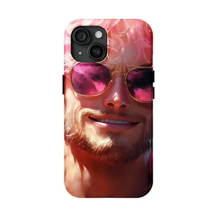 Pink Haired Man Gold Sunglasses Pop Art