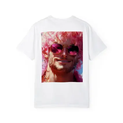 Pink Haired Man Gold Sunglasses Pop Art