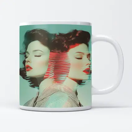 Retro Woman Portrait Double Exposure Pop Art