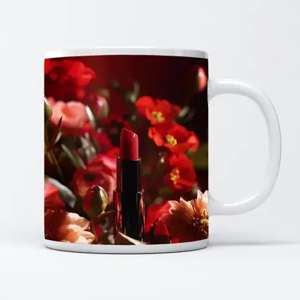 Red Lipstick Among Blooming Red Flowers